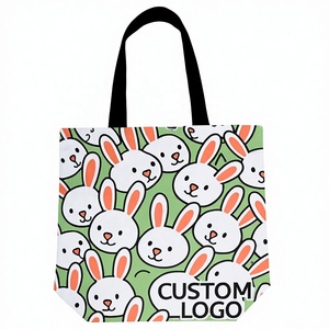 Sac à main d'été pour femme à motif lapin, sac fourre-tout bandoulière personnalisable avec logo universitaire, sac en toile premium - Product Image 1