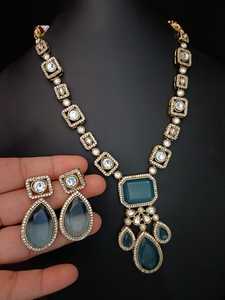 Haute qualité lourd victorien Kundan AD collier ensemble fabricant indien bijoux pour femmes luxe Vintage Style fêtes de mariage - Product Image 5