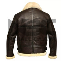 Veste en cuir marron pour pilote B3, veste bomber en fourrure pour aviateur.