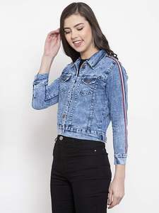 Usine de vêtements OEM Veste pour femmes en denim bleu sans capuche Veste personnalisée Glory Regular Veste pour hommes Col en fausse fourrure - Product Image 2