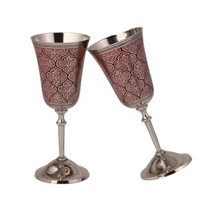 Red Enamel Glass Finished Hot Selling Luxury Brass Cocktail Glass 300ml Handmade for Restaurant Bar Hotel - Product Image 1