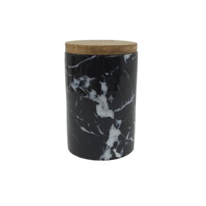 Black <b>Marble</b> and Wood Round Box With Lid Brown Color <b>Jar</b> Box for Kitchen & Table Top Decoration Handmade Bulk - Product Image 3