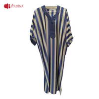 Gandoura marocaine traditionnelle rayée pour hommes, tissu lisse, Abaya Thobe, plusieurs couleurs, vente en gros, style Dubaï, robe Kaftan pour hommes