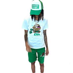 2024 nouveau été hommes respirant 100% coton à manches courtes T-shirt et Shorts deux pièces ensemble survêtement de gymnastique personnaliser - Product Image 4