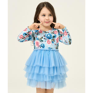 ชุดเดรสผ้าทูลแขนยาวลายดอกไม้ทรงเอไลน์สำหรับเด็กผู้หญิงวัยเตาะแตะ สวมใส่สบาย เอวเข้ารูป - Product Image 2