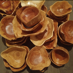 Bol à fruits en bois massif sculpté, léger, poli, rond, pour décoration de table, décoration d'intérieur antique, artisanat par MULTI CRAFT - Product Image 6