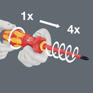 Tournevis turbo isolé WERA VDE 827 T Kraftform avec poignée à lames interchangeables par WERA - Product Image 3