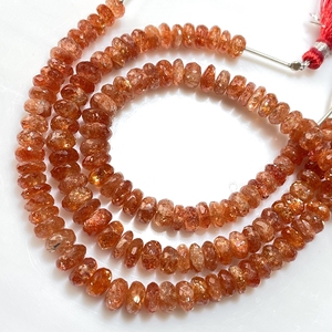 Pierre de soleil orange de qualité fine à facettes perles en forme de rondelle pierre précieuse naturelle en gros pour fournitures de bijoux - Product Image 4