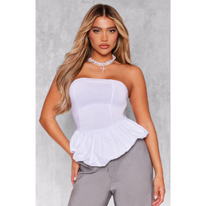 Top de escote Bandeau con estampado de globo blanco personalizado de alta calidad para mujer para fiesta informal diaria para primavera-venta al por mayor - Product Image 4