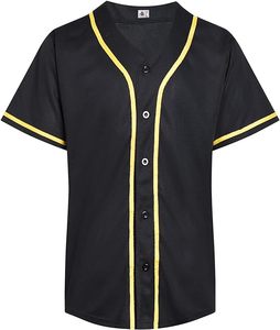 Camiseta de Béisbol MICR@TECH SPORTS, Lisa, con Botones, Manga Corta, con Ribete, Uniforme de Equipo, Color Personalizable - Product Image 3