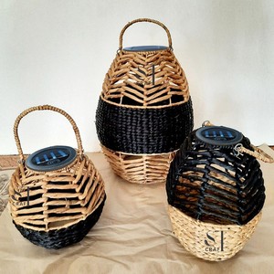 Handmade Natural Wicker <b>Candle</b> <b>Lantern</b> Water Hyacinth Design Hot Item Home Decoration with Glass Material Made in Vietnam - Product Image 2