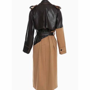 เสื้อเบลเซอร์หนังแท้ทรงสลิมฟิตสำหรับผู้หญิงเสื้อโค้ทขนแกะแขนยาวมีซิป - Product Image 5