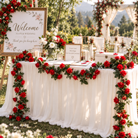 Petite guirlande de pivoines artificielles pour plafond, décoration murale de mariage, vente en gros, 45 têtes de petites roses artificielles