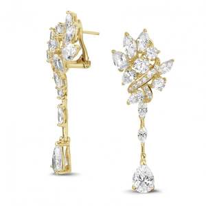 Pendientes de Oro Blanco de 18 Quilates con Diamantes Cultivados en Laboratorio de la Marca Vala Brothers, Claridad EF VS, 10 g por Par, Pendientes Largos de Lujo, Modernos, al por Mayor - Product Image 5