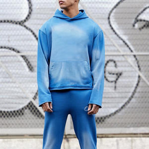 Sudaderas con capucha personalizadas para hombre 100% algodón grueso peso pesado sudaderas con capucha de gran tamaño caída hombro streetwear sudaderas con capucha en blanco para hombres - Product Image 4