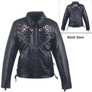 HMB-0292D VESTES EN CUIR FEMME MOTO ROSE MANTEAUX MODE VINTAGE BIKER VENTE EN GROS MANTEAU VÊTEMENTS - Product Image 3