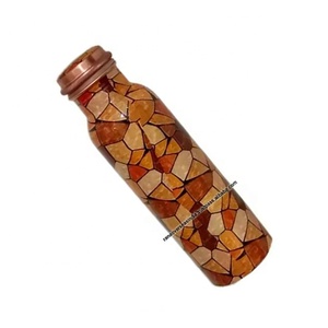 Impression extérieure en émail de bouteille d'eau en cuivre pur au look luxueux et admirable pour une bonne guérison ayurvédique - Product Image 6
