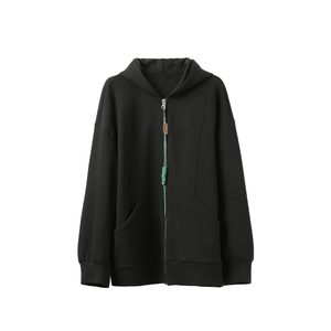 Nuevo diseño con cordones y cierre de cremallera embellecido suelto casual liso lavado vintage Sudadera con capucha con cremallera de alta calidad 2025 - Product Image 5