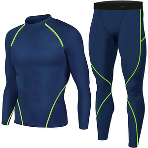 Conjuntos de entrenamiento de gimnasio personalizados para hombre, ropa deportiva de compresión de 2 piezas, ropa deportiva impermeable con patrón sólido - Product Image 5