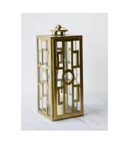 <b>Large</b> Moroccan Gold Ornate Metal Candle <b>Lantern</b> of High Quality and Completely Customisable Logo Available at Low Price - Product Image 1