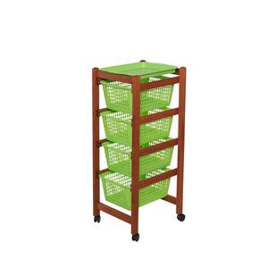 Carrito de Almacenamiento MASLEGNO MAS121 de Madera de Haya Sólida Premium, Bandeja Extraíble, 4 Cestas de Plástico Aptas para Alimentos, Diseño Moderno y Versátil - Product Image 5