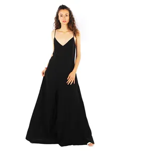 Elegance Mono Negro Sin Mangas con Viscosa Palazzo Styling Ideal para aperitivo sofisticado tamaño mediano