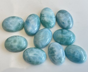 Larimar Cabochon 10x12มม. ธรรมชาติ Cabochon แบนหลัง-หลวม Larimar รูปไข่ Cabochon ดี qulaity - Product Image 4