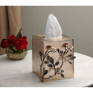 Porte-boîte à mouchoirs exclusif en acier inoxydable fini or avec conception de boule d'or Décoration de table en gros Organisateur de mouchoirs en métal - Product Image 6