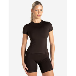 T-shirt pour femmes en vente chaude, 100% coton, extensible, manches courtes, col rond, décontracté, pour la salle de sport - Product Image 1