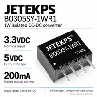 JETEKPS B0305SY-1WR1 1W Konverter DC DC Terisolasi 3.3V ke 5V 200mA Modul Daya SIP Tidak Teratur RoHS