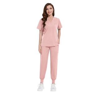 Manteau de gommage médical à manches courtes en coton pour femmes uniforme d'infirmière à ouverture à glissière pour le travail hospitalier salopette de médecin vétérinaire - Product Image 3