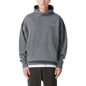 2026 custom vintage acid wash hoodie men heavy french no <b>string</b> hoodies cotton 320g unisex pullover hoodies - Product Image 6