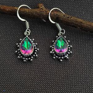 Boucles d'oreilles à la mode en quartz topaze de style bohème faites à la main en argent sterling plaqué or prix d'usine pendantes pour femmes - Product Image 5