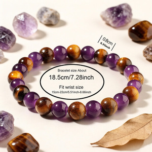 Natural Purple <b>Jade</b> Classic Beaded Bracelet Vintage Stone Unisex Jewelry Daily Wear Gift Women's Hemasa Fashions Made China - Product Image 5