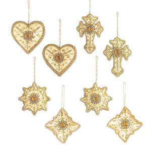 Adornos colgantes de Navidad de estilo Vintage, adornos de bola de Navidad de terciopelo con cuentas hechos a mano, oro Borgoña para decoración navideña - Product Image 2