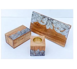 เครื่องเผา bakhoor ทำจากไม้ของแท้ใช้ทำมือเครื่องหอมของขวัญพร้อมถ่าน - Product Image 3