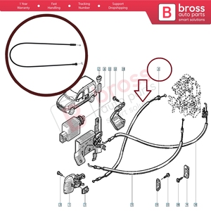 Cable Bowden de Bloqueo y Liberación de Puerta Interior Deslizante Derecha BDP667 para Kangoo MK1 KC Express FC Kubistar X76 8200182966 - Product Image 5
