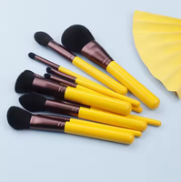 Pinceaux de maquillage professionnels, tube en aluminium, manche en bois, 11 pièces, série Yellow Duck, vegan, pinceau à raser pour débutants