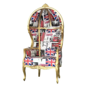 Fabrication en Indonésie Chaises de trône en bois Chaises à coussin en tissu avec auvent Chaises de mariage à dossier haut - Product Image 1