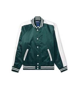 เสื้อแจ็กเก็ตบอมเบอร์ทำจากผ้าซาตินลายปักโลโก้ขนาดพลัสไซส์แจ็คเก็ตทีมเบสบอลทีมโรงเรียนเลตเทอร์แมนสไตล์ใหม่ - Product Image 1