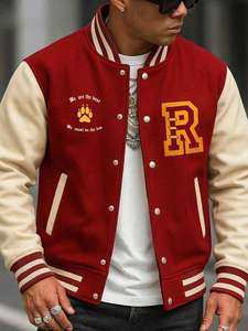 Contraste Tone College Baseball Veste Unisexe Rouge 100% Coton Matelassé À Capuche Respirant Corps pour Manches Varsity Front - Product Image 2