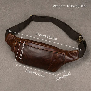2025 haute qualité écologique grande capacité en cuir véritable hommes plat réglable taille sac fermeture éclair Portable pochette en gros - Product Image 6