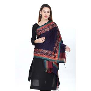 Étole en laine noire à motif Paisley pour filles, chaude pour l'hiver - Product Image 2