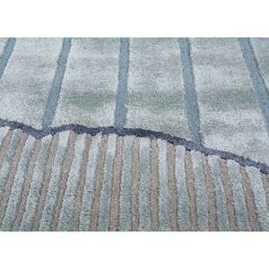 Alfombra Blanca con Diseño Azul, Hecha a Mano con Lana y Viscosa, Modelo Tra-15038, Rectangular, con Patrón Abstracto a Rayas, para Sala de Estar o Pasillo - Product Image 3