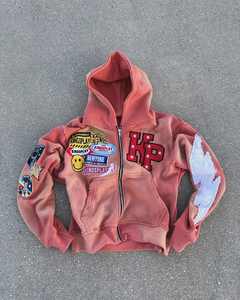 Logotipo personalizado fabricantes bordado francés Terry bordado 500gsm Zip up hombres ropa Sudadera con capucha para hombres sudaderas con capucha y sudaderas - Product Image 2