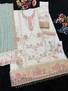 Nuevo Traje Pakistaní de Georgette Sintética Pesada con Bordado de Lentejuelas y Trabajo de Khatli, Salwar Kameez Indio Bordado - Product Image 2