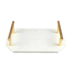 Bandeja de Servicio de Mármol Pulido de Extremadamente Alta Calidad, Hecha a Mano, Ecológica, Estilo Americano, con Asa de Metal para Bodas - Product Image 6