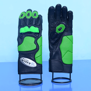 Guantes de moto de carreras de dedos completos de cuero de carcasa dura con tecnología de pantalla táctil para deportes y esquí - Product Image 1