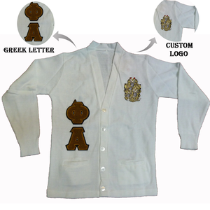 Fraternity ZPB Custom Knitted Cashmere Sorority <b>Cardigan</b> V-Neck Varsity Chenille Crest Logo Winter Casual Style Front Button - Product Image 3