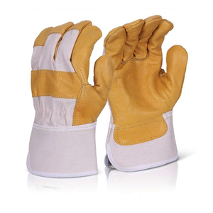 Gants de gréeur canadiens OEM Gants de sécurité industrielle en cuir fendu de vache jaune pour le soudage, la construction et le jardinage - Product Image 4